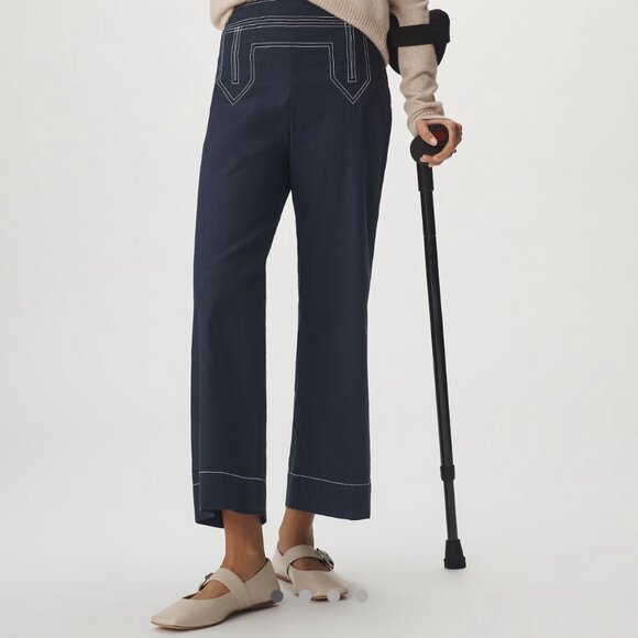 🌟 Maeve Colette Cropped High-Rise Wide-Leg Pants – Sailor Edition - NWT 🌟 - Picture 1 of 6